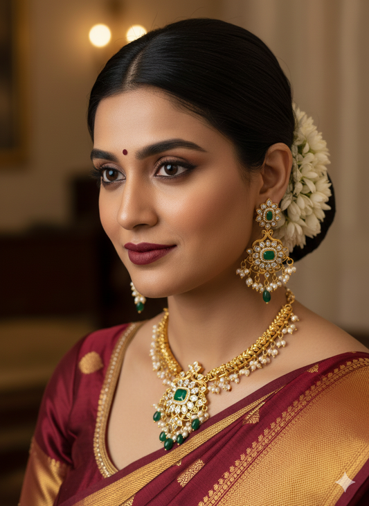 Short Necklace and jumkis 1gram gold